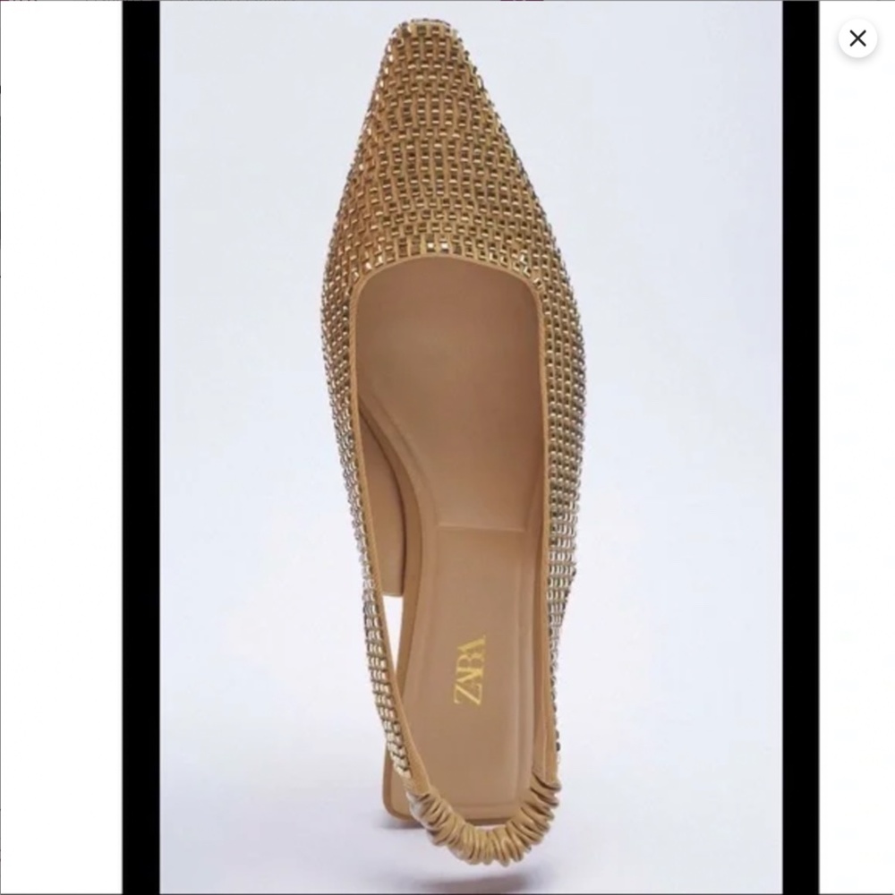 Zara Gold Woven Slingback Flats - Picture 4 of 6